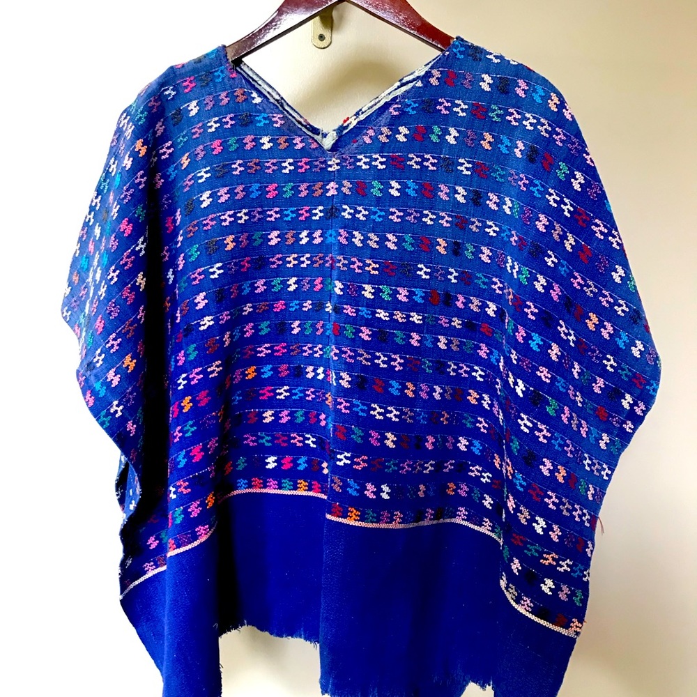 Vintage hand embroidered Guatemalan poncho